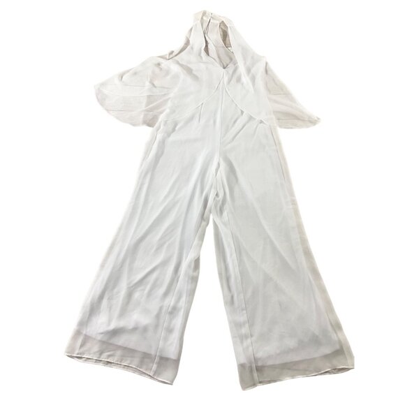 VENUS Pants - Venus Women's White Sleeveless Chiffon Classic Jumpsuit - 6